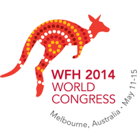 WFH 2014 World Congress logo featuring orange kangaroo icon